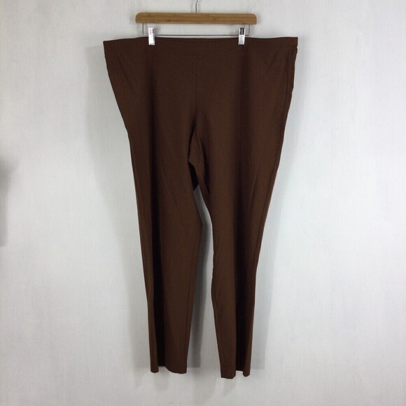Eileen Fisher Womens Viscose Blend Pull On Straight Leg Pants Brown Plus 3X NWT - Picture 2 of 7